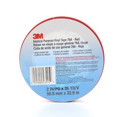 3M General Purpose Vinyl Tape 764, Red, 2 in x 36 yd, 5 mil, 24 Roll/Case, Individually Wrapped Conveniently Packaged