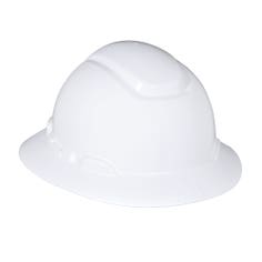 3M Full Brim Hard Hat H-801R, White 4-Point Ratchet Suspension, 20 EA/Case