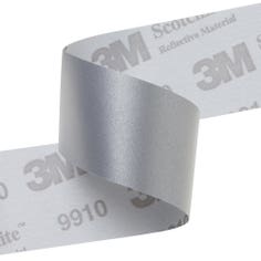 3M Scotchlite Reflective Material 9910 Silver Industrial Wash Fabric, 50.8 mm x 200 m, 3 Rolls/Case