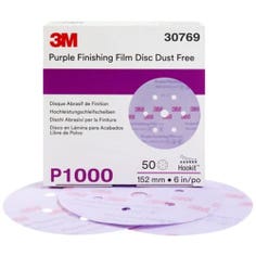 3M Hookit Purple Finishing Film Abrasive Disc 260L, 30769, 6 in, Dust Free, P1000, 50 Discs per Carton