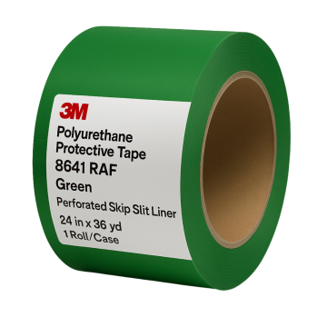 3M™ Polyurethane Protective Tape 8641 RAF, Green, Perforated Skip Slit Liner, 24 in x 36 yd, 1 Roll/Case