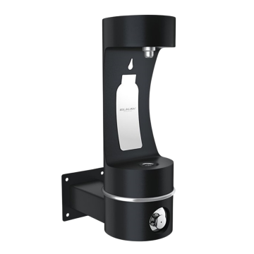 Outdoor ezH2O® Single Arm Bottle Filling Station Wall Mount Non-Filtered Non-Refrigerated Black