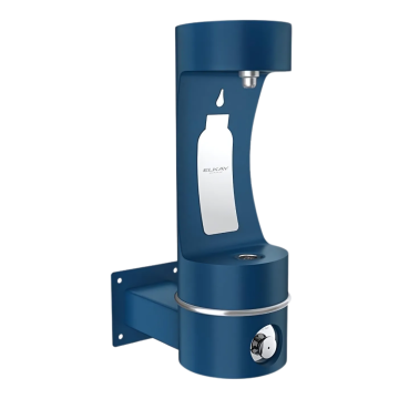 Outdoor ezH2O Single Arm Bottle Filling Station Wall Mount Non-Filtered Non-Refrigerated Blue
