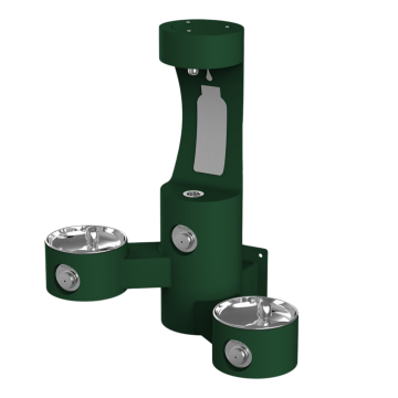 Outdoor ezH2O® Bottle Filling Station Wall Mount with Bi-Level Fountain Non-Filtered Non-Refrigerated Evergreen