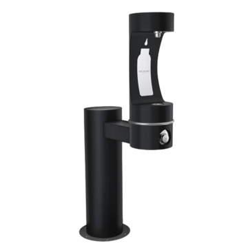 Outdoor ezH2O® Bottle Filling Station Single Pedestal Non-Filtered Non-Refrigerated Freeze Resistant Gray