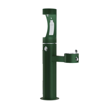 Outdoor ezH2O® Upper Bottle Filling Station Bi-Level Pedestal Non-Filtered Non-Refrigerated Evergreen
