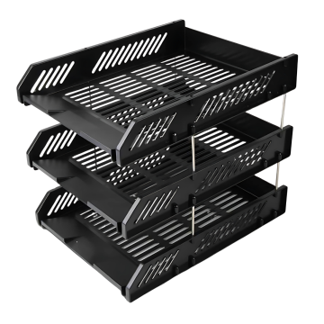 In & Out Tray 3 Layer Plastic Black