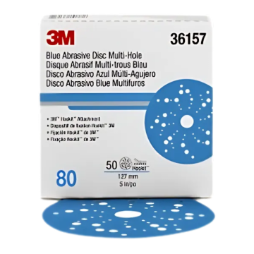 3 M™ Hookit™ Blue Abrasive Disc Multi-hole 36157, 5 in, 80+ grade