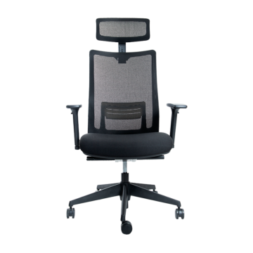 Okamura Portone Chair/High Back COE5AFX FHR1 Black Body, Mesh Back, 3D Adjustable Arm Lumbar
