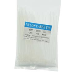 Cable Tie 2.4Mmx100Mm (3") White For Cable and Wire Management